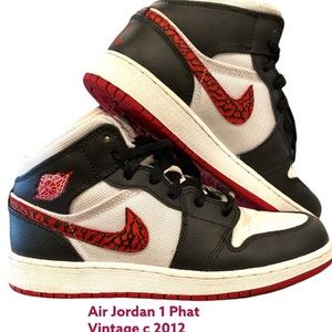 NIKE Air Jordan 1 Phat EUC Vintage 2012 White/Varsity Red-Black Boys Sz 5Y
